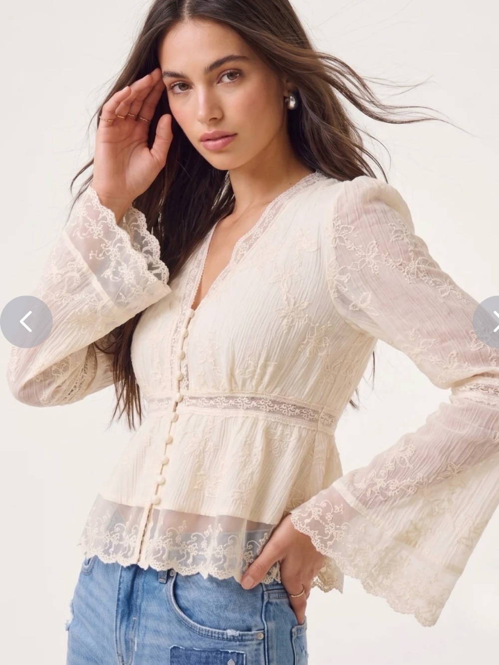 RIHOAS Ivory Lace Peplum Blouse